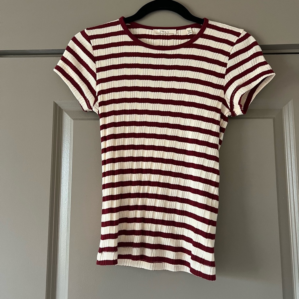 Doen Vivi Striped Tee in Auburn Stripe Size XS